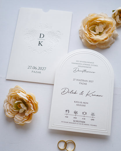 2627 - Arched Wedding Invitation with Embossed Sleeve