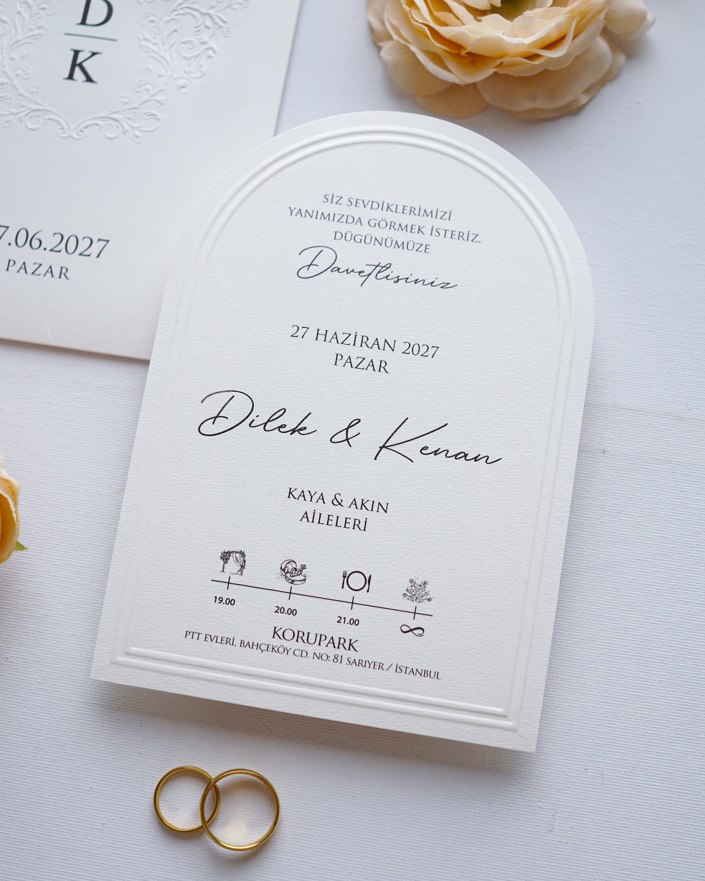 2627 - Arched Wedding Invitation with Embossed Sleeve