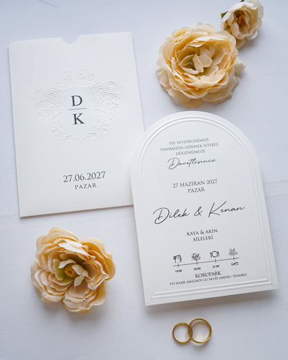 2627 - Arched Wedding Invitation with Embossed Sleeve
