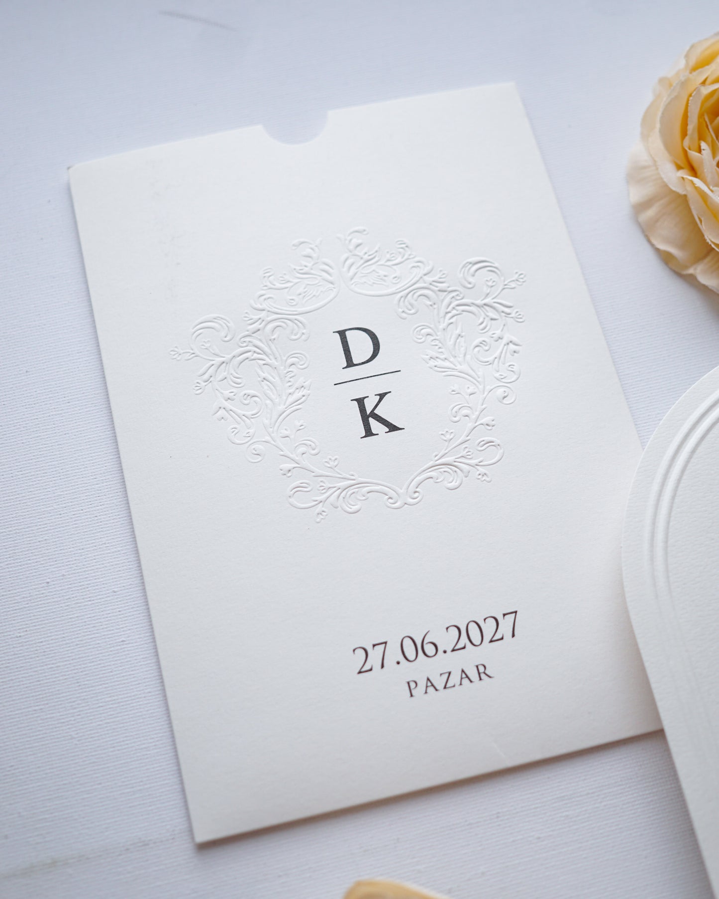 2627 - Arched Wedding Invitation with Embossed Sleeve