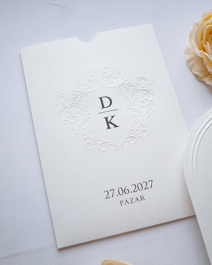 2627 - Arched Wedding Invitation with Embossed Sleeve