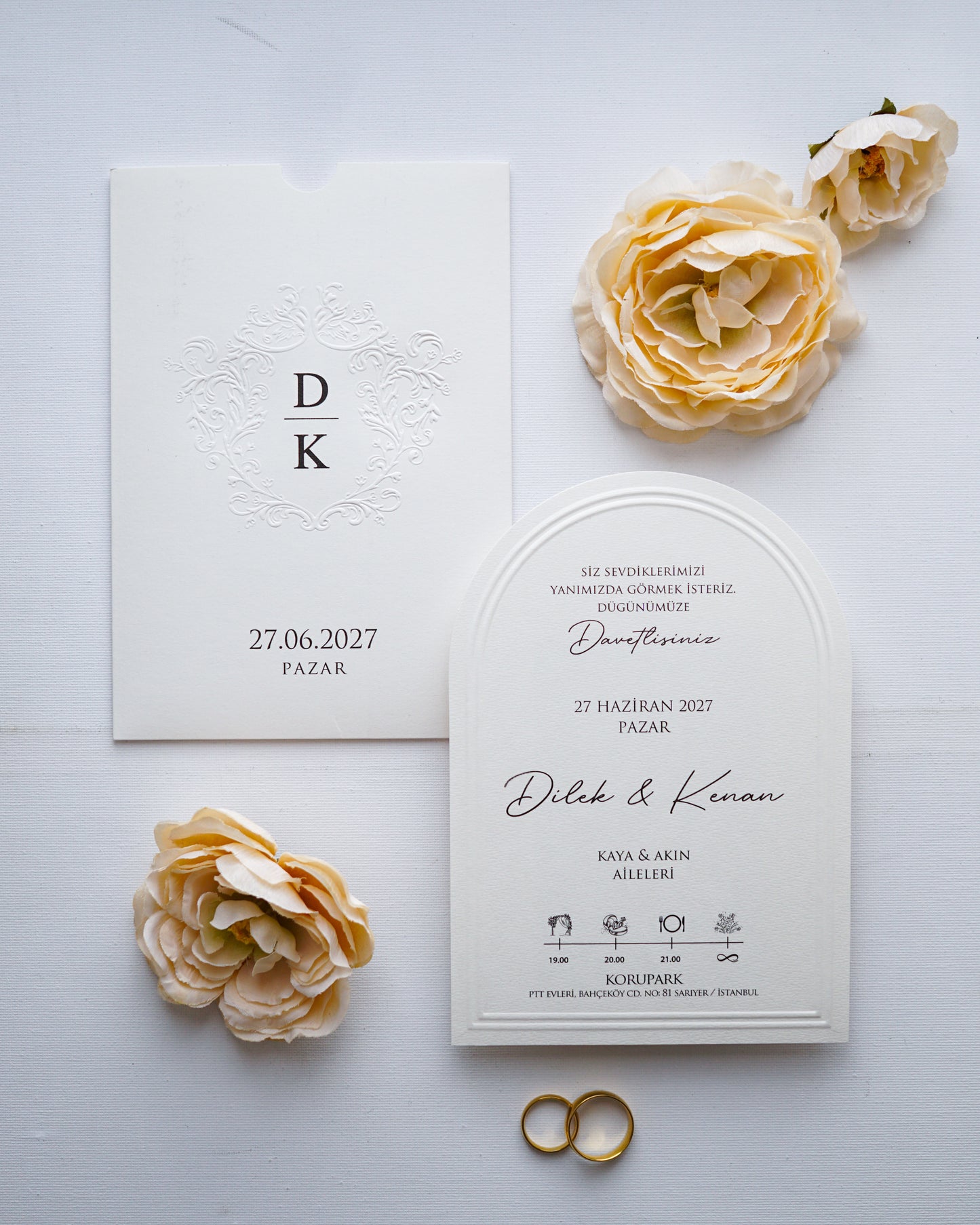 2627 - Arched Wedding Invitation with Embossed Sleeve