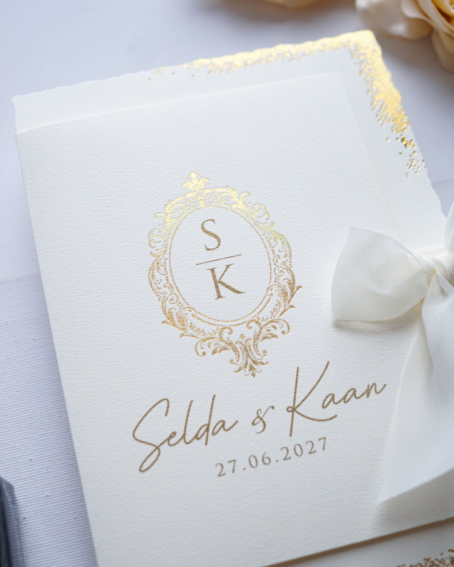 2607 - Elegáns esküvői meghívó arany színben