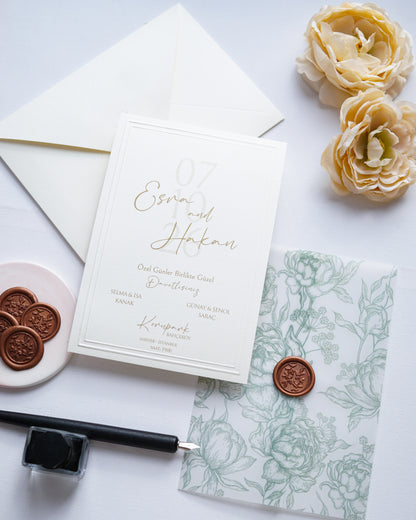 2635 - Vellum cover wedding invitation