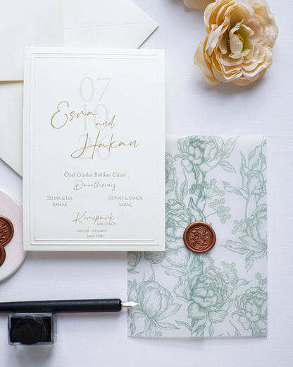 2635 - Vellum cover wedding invitation