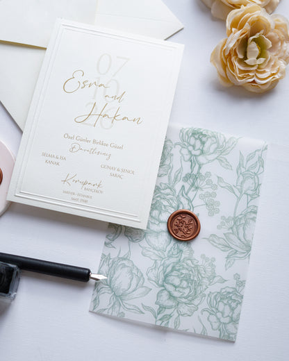 2635 - Vellum cover wedding invitation