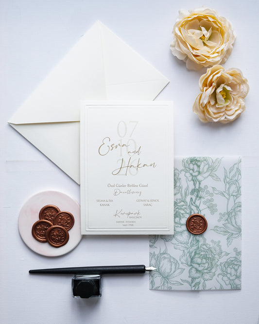 2635 - Vellum cover wedding invitation