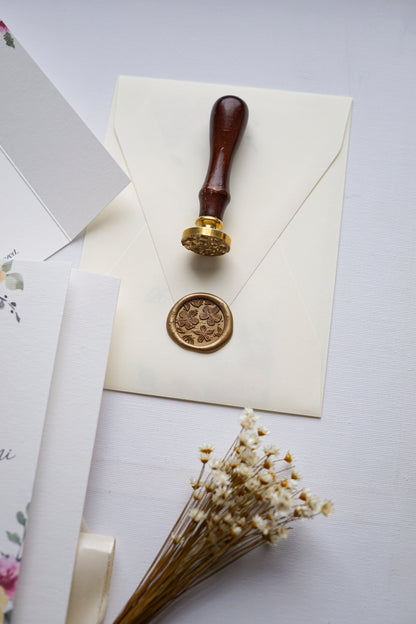 EM81 - Invitație de nuntă pliabilă cu crenguță florală