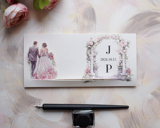 7169 - Romantic Pull-out Wedding Invitation