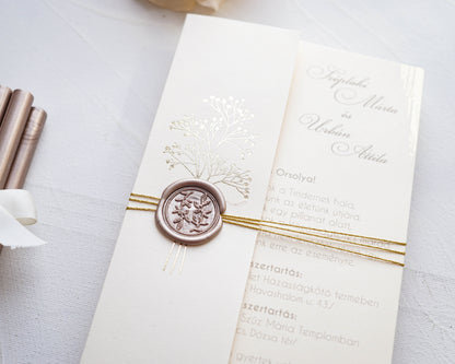 9279 - Krém tokos elegáns esküvői meghívó-esküvői meghívó-Erdélyi Esküvői Meghívók-arany,elegáns,krém,Valami Más!-Erdélyi Esküvői Meghívók