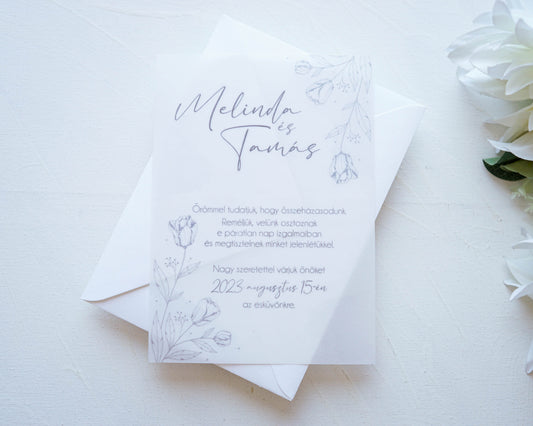 EM52 - Minimalist transparent wedding invitation