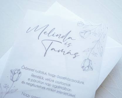 EM52 - Minimalista áttetsző esküvői meghívó-esküvői meghívó-Erdélyi Esküvői Meghívók-egyedi,minimalista,pausz,szürke-Erdélyi Esküvői Meghívók