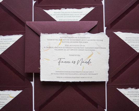 EM59 - Dip paper minimalist wedding invitation with torn edges