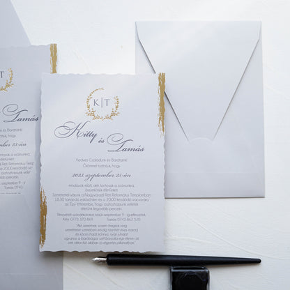 9263 - Világos szűrke elegáns esküvői meghívó
