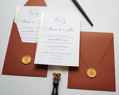 9248 - Elegáns Esküvői Meghívó-esküvői meghívó-Erdélyi Esküvői Meghívók-arany,dombornyomott,elegans,piros-Erdélyi Esküvői Meghívók