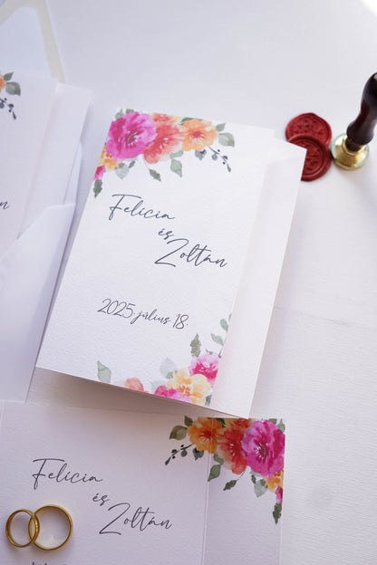 EM81 - Kinyitható Virágágmintás esküvői meghívó