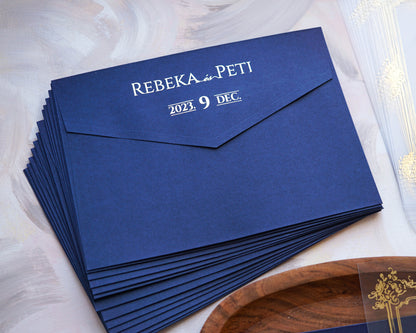9367 - Plexi esküvői meghívó-esküvői meghívó-Erdélyi Esküvői Meghívók-arany,barokk minta,elegáns,kék,plexi,premium-Erdélyi Esküvői Meghívók