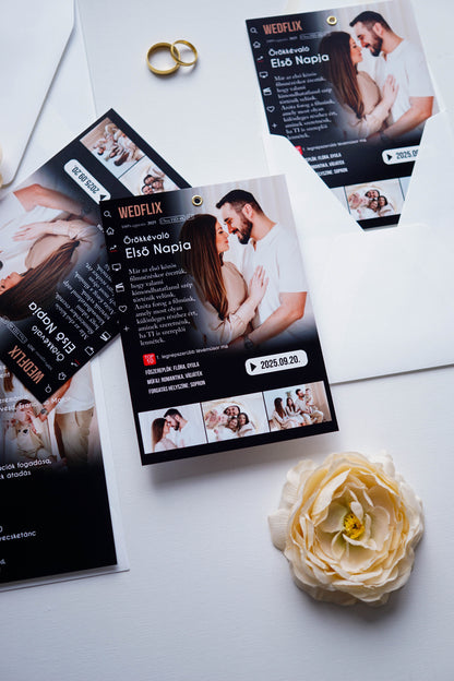 EM75 - WEDFLIX - Fényképes NETFLIX témájú meghívó