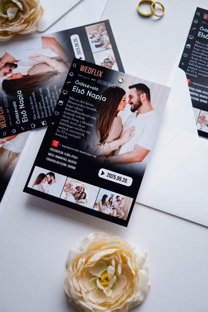 EM75 - WEDFLIX - Fényképes NETFLIX témájú meghívó