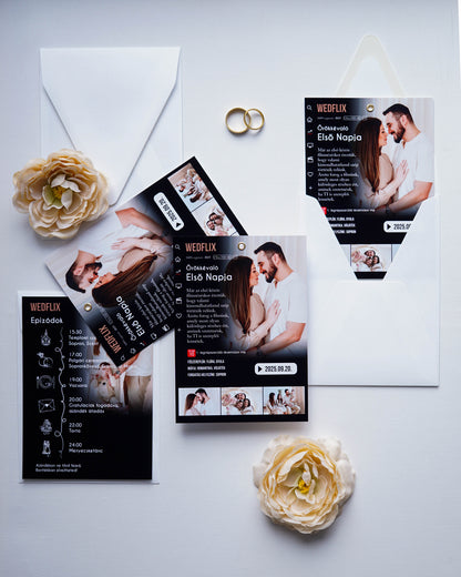 EM75 - WEDFLIX - Fényképes NETFLIX témájú meghívó