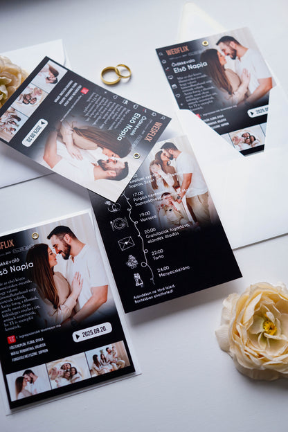 EM75 - WEDFLIX - Fényképes NETFLIX témájú meghívó