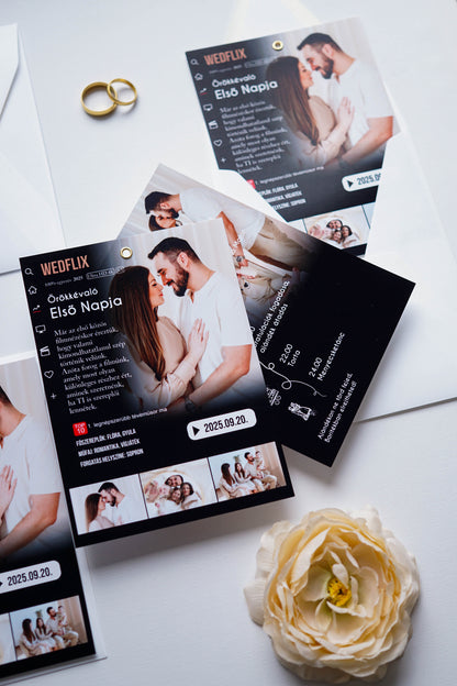 EM75 - WEDFLIX - Fényképes NETFLIX témájú meghívó
