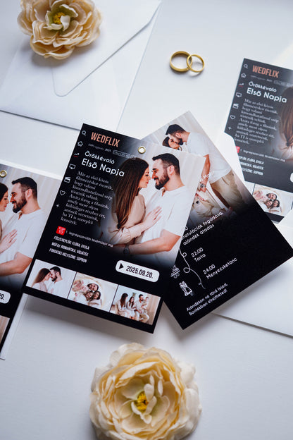 EM75 - WEDFLIX - Fényképes NETFLIX témájú meghívó