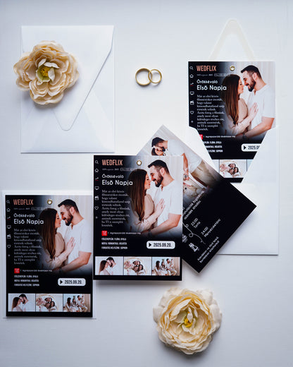 EM75 - WEDFLIX - Fényképes NETFLIX témájú meghívó