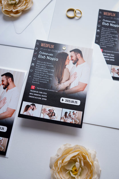 EM75 - WEDFLIX - Fényképes NETFLIX témájú meghívó