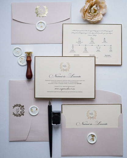 9234 - Elegáns Esküvői Meghívó bézs borítékkal