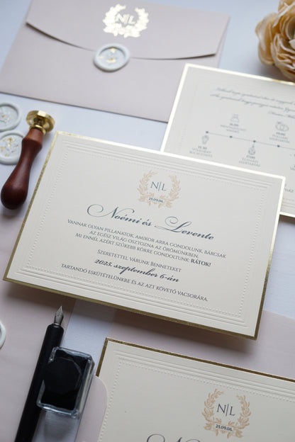 9234 - Elegáns Esküvői Meghívó bézs borítékkal