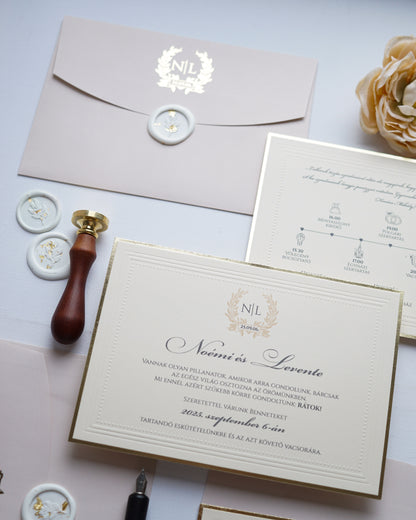 9234 - Elegáns Esküvői Meghívó bézs borítékkal