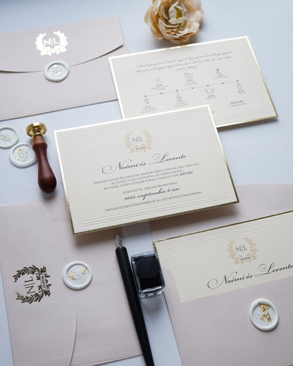 9234 - Elegáns Esküvői Meghívó bézs borítékkal