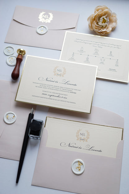 9234 - Elegáns Esküvői Meghívó bézs borítékkal