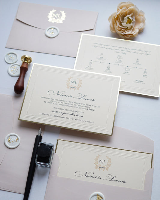 9234 - Invitație de nuntă elegantă cu plic bej