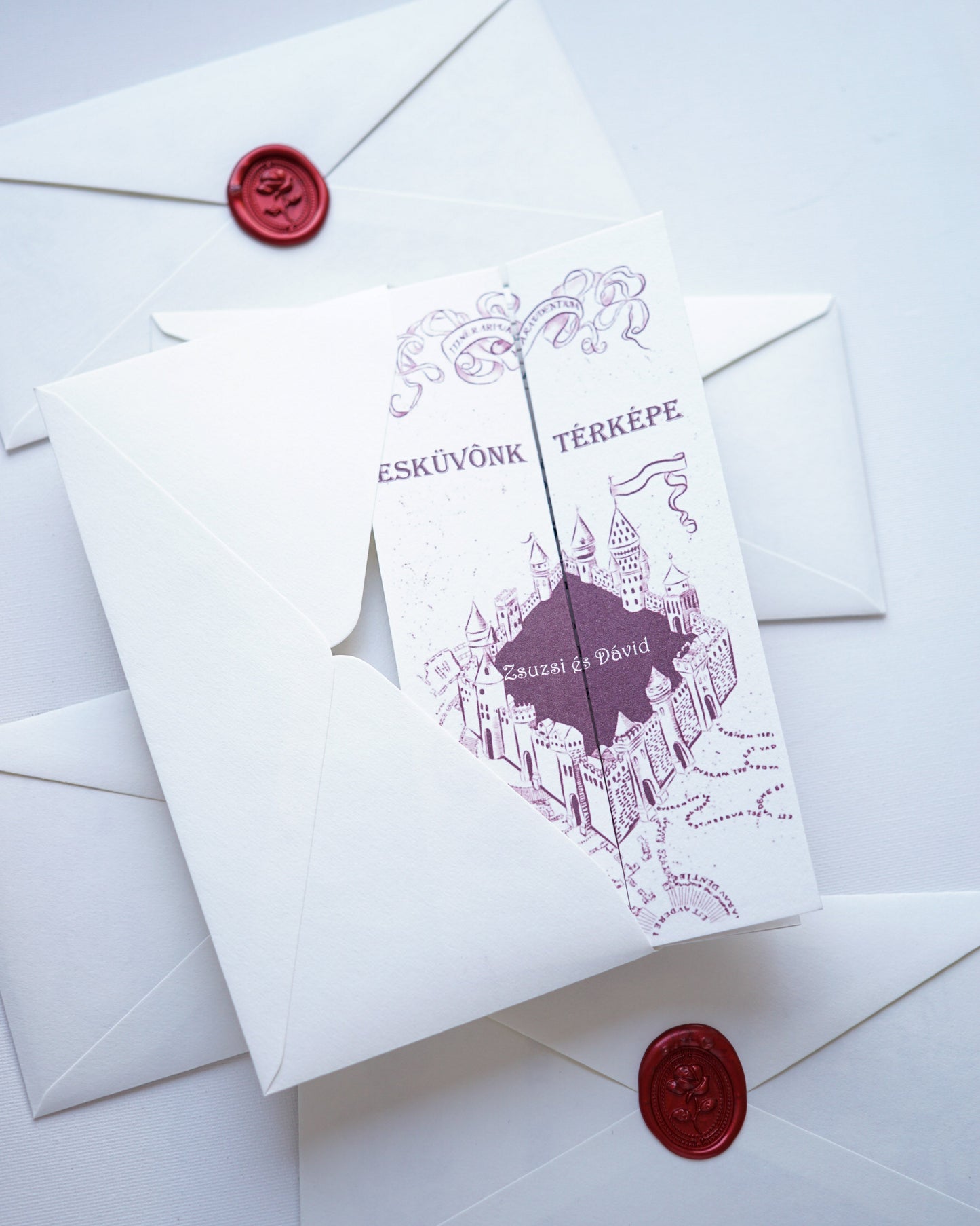 EM64 - Hogwarts Map wedding invitation, Harry Potter invitation