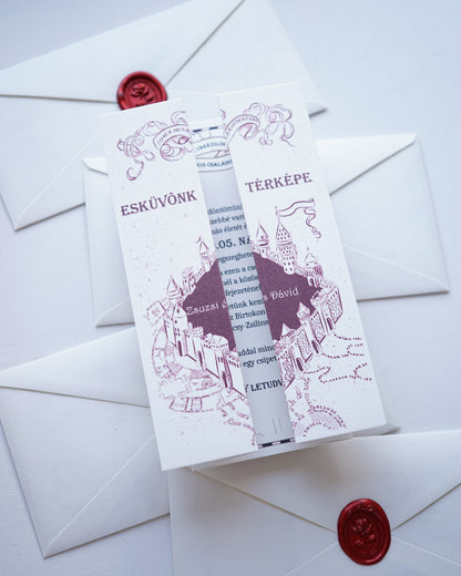 EM64 - Hogwarts Map wedding invitation, Harry Potter invitation