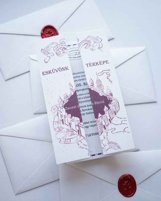 EM64 - Hogwarts Map wedding invitation, Harry Potter invitation