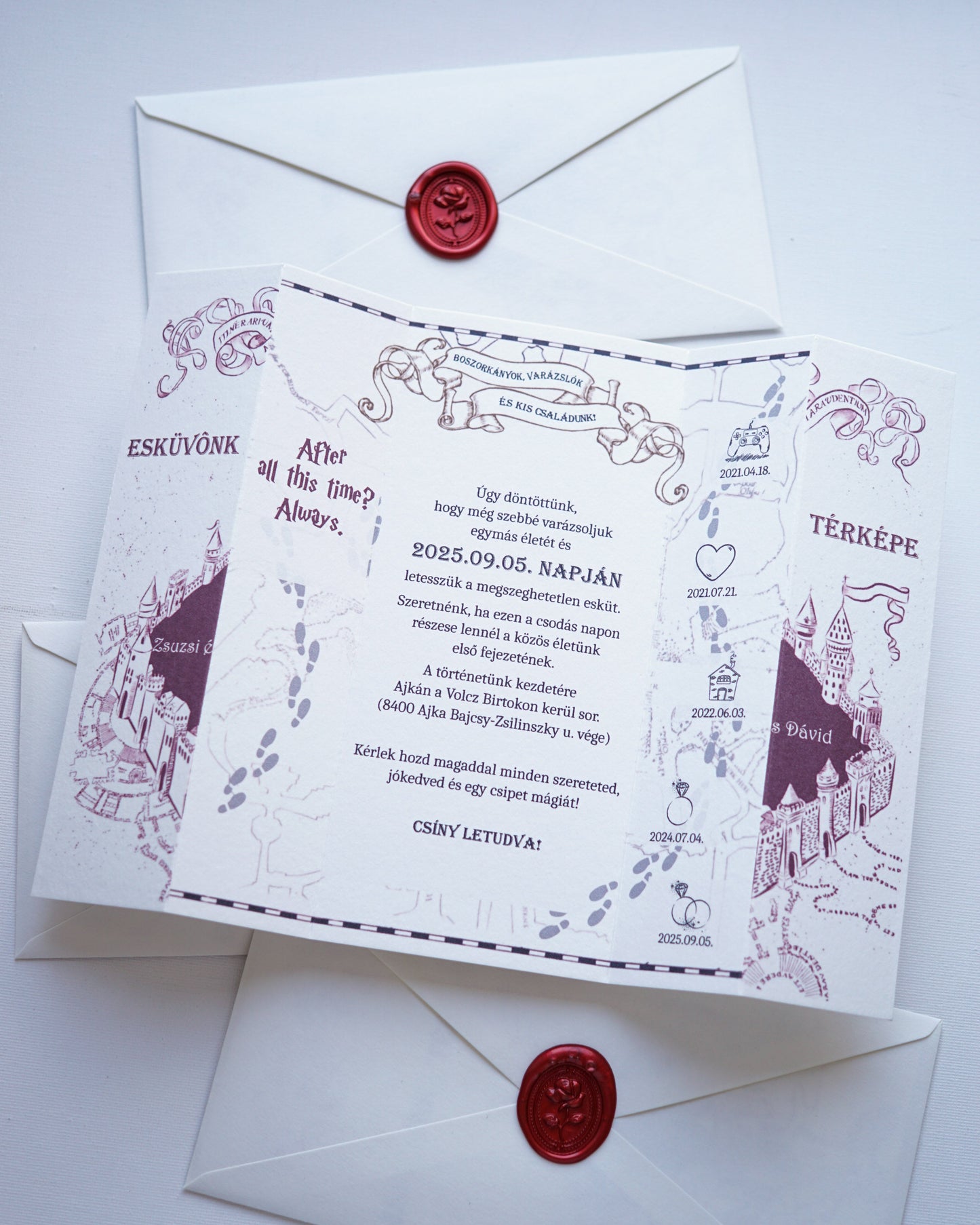EM64 - Hogwarts Map wedding invitation, Harry Potter invitation