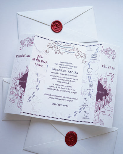 EM64 - Hogwarts Map wedding invitation, Harry Potter invitation