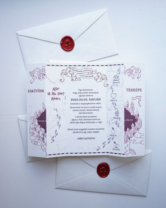 EM64 - Hogwarts Map wedding invitation, Harry Potter invitation