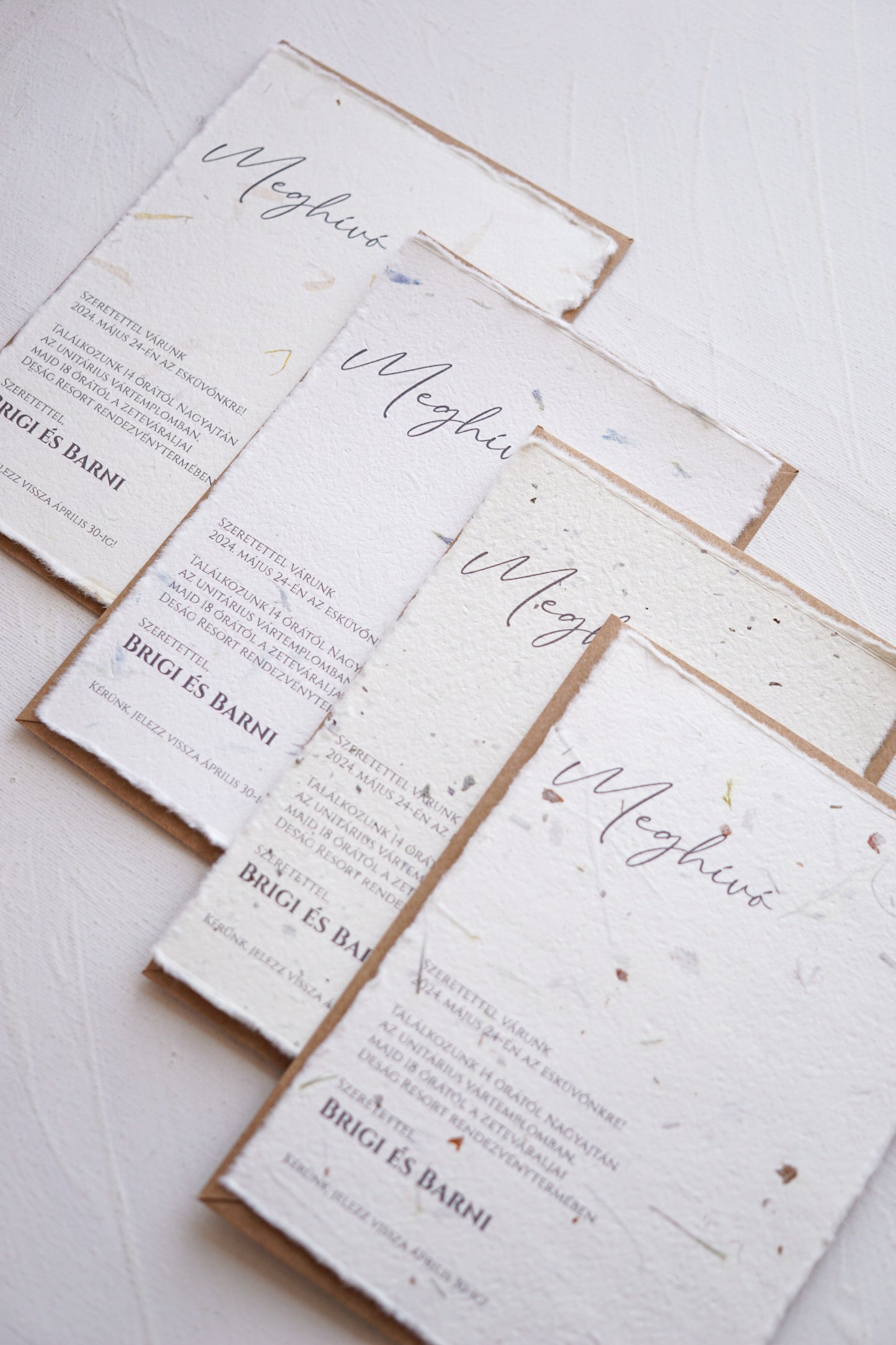 EM59 - Dip paper minimalist wedding invitation with torn edges