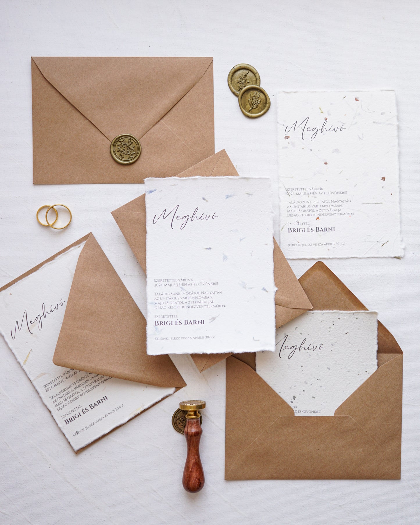 EM59 - Dip paper minimalist wedding invitation with torn edges