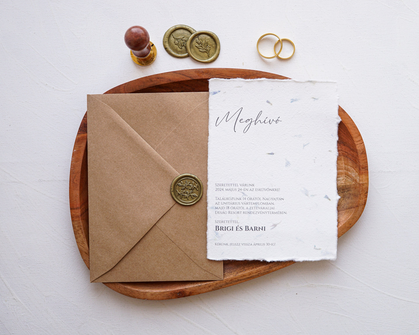 EM59 - Dip paper minimalist wedding invitation with torn edges