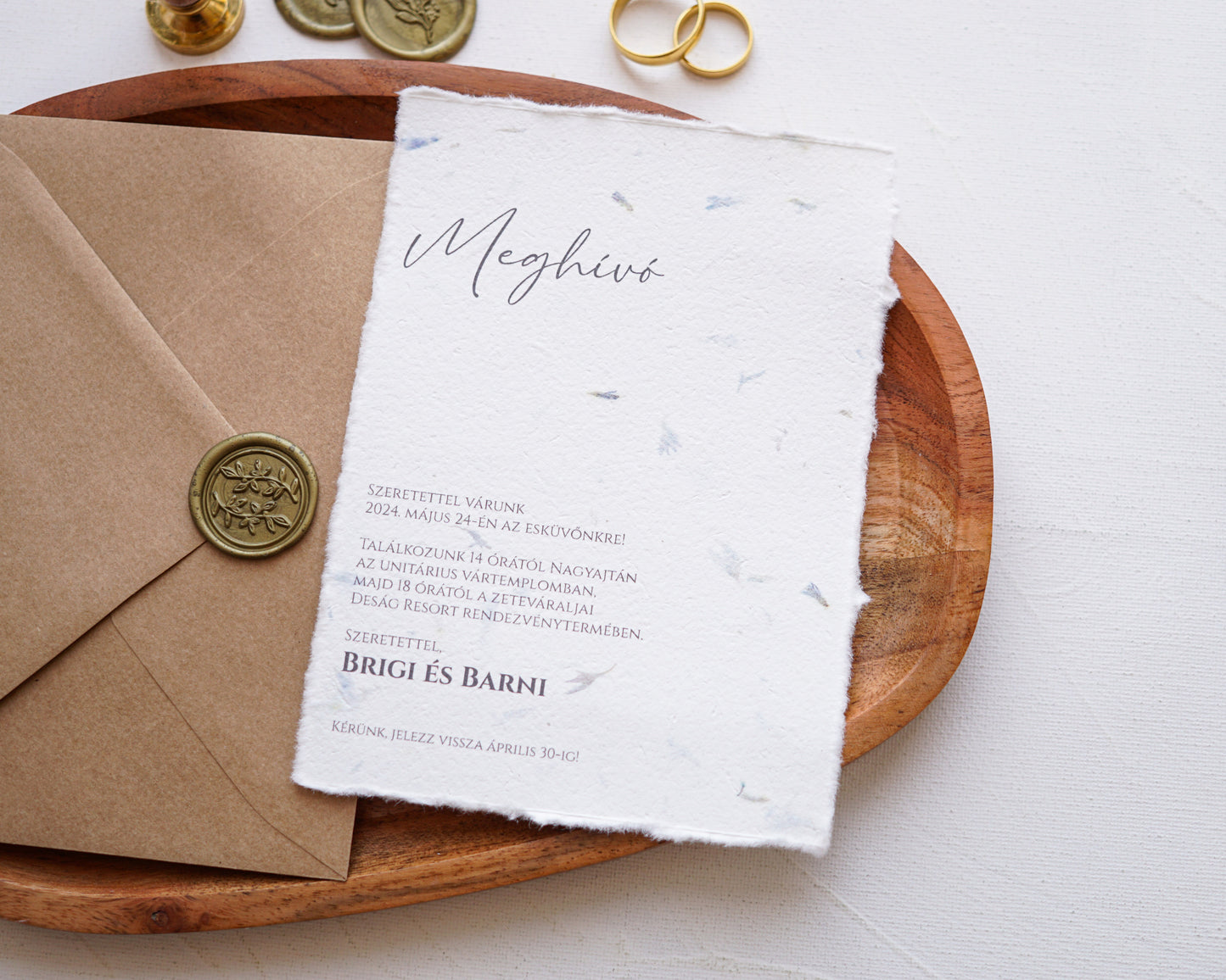 EM59 - Dip paper minimalist wedding invitation with torn edges