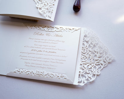 39617 - Lézervágott Esküvői Meghívó-esküvői meghívó-Erdélyi Esküvői Meghívók-elegáns,lasercut,premium-Erdélyi Esküvői Meghívók