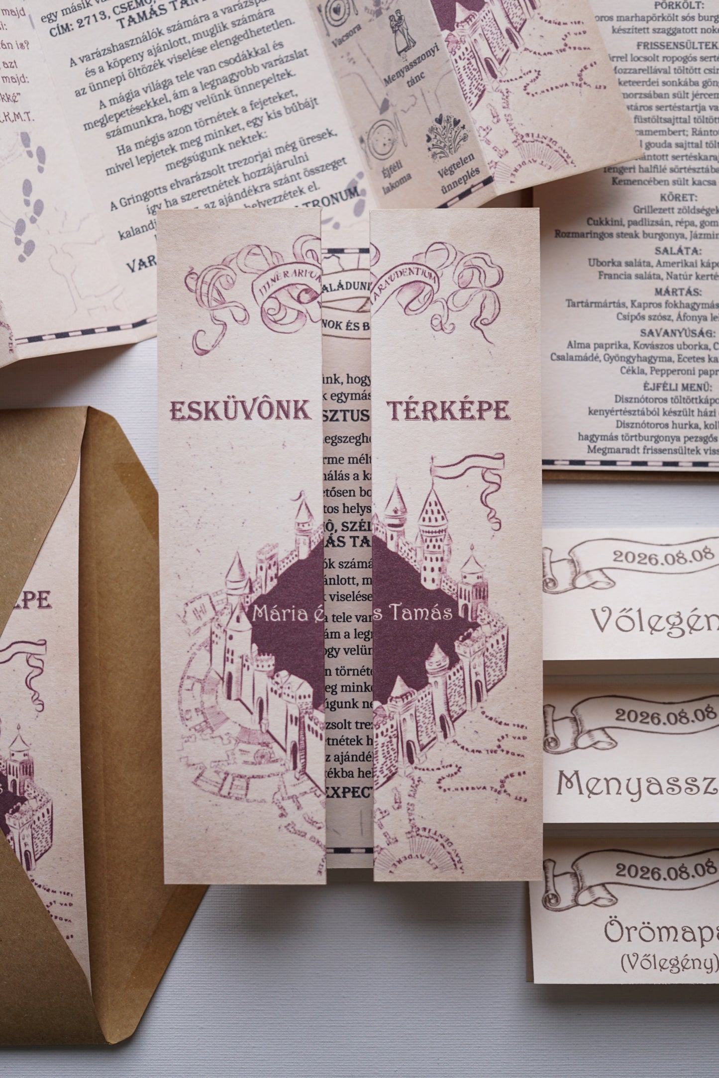 EM64 v2 - Marauder's Map wedding invitation, Harry Potter-themed invitation