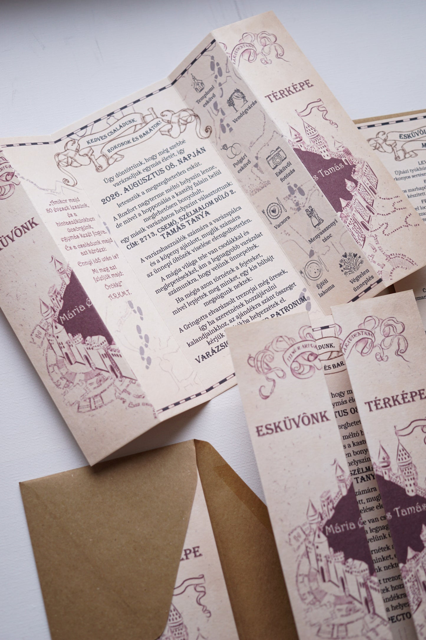 EM64 v2 - Marauder's Map wedding invitation, Harry Potter-themed invitation