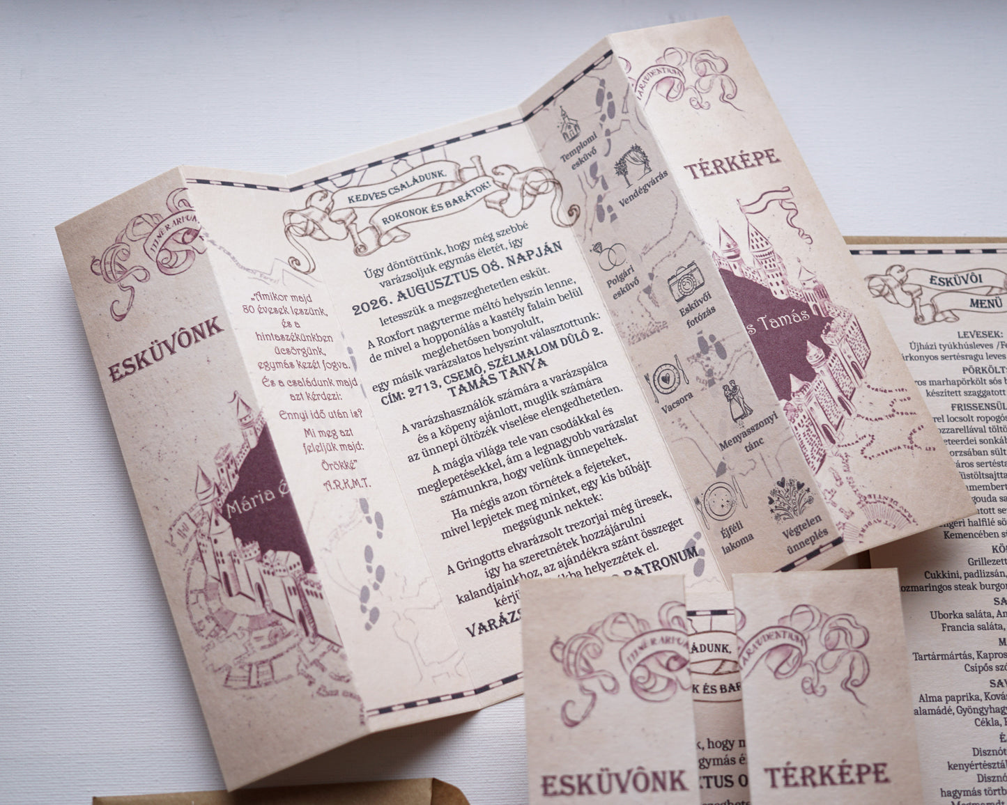 EM64 v2 - Marauder's Map wedding invitation, Harry Potter-themed invitation