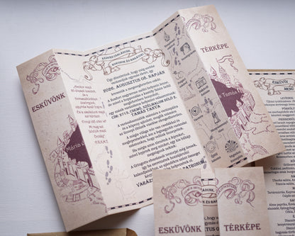 EM64 v2 - Marauder's Map wedding invitation, Harry Potter-themed invitation